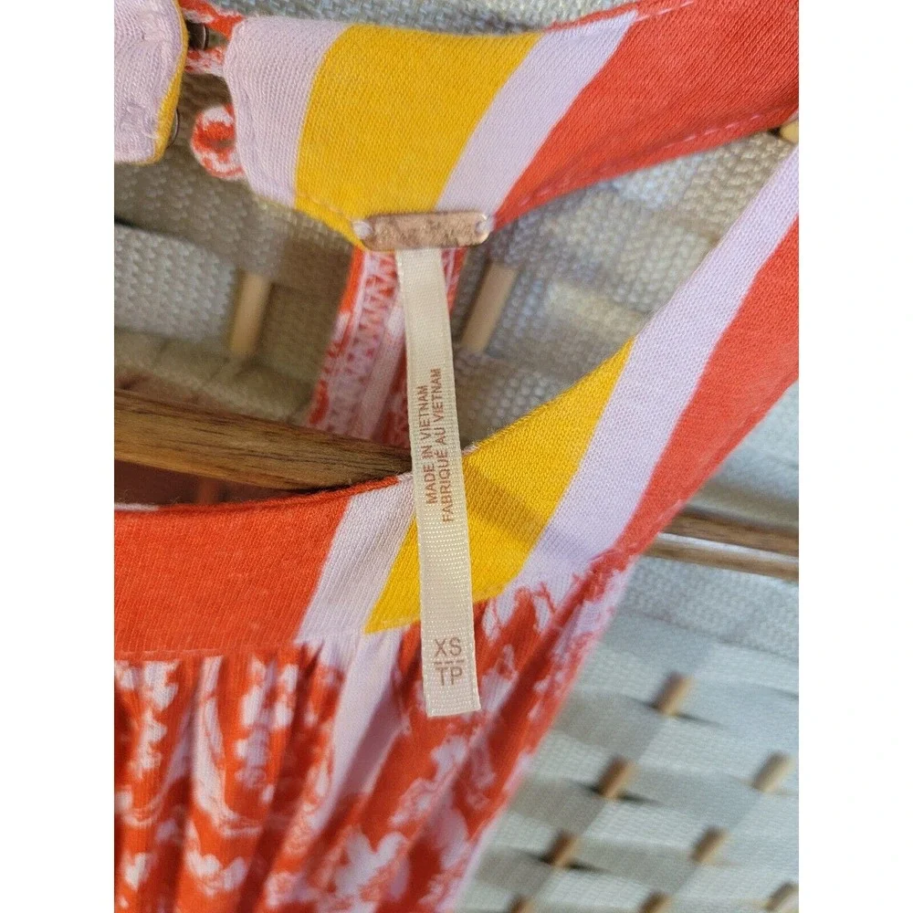 Free People Size XS‎ Mimi Sleeveless Tunic Orange White Halter